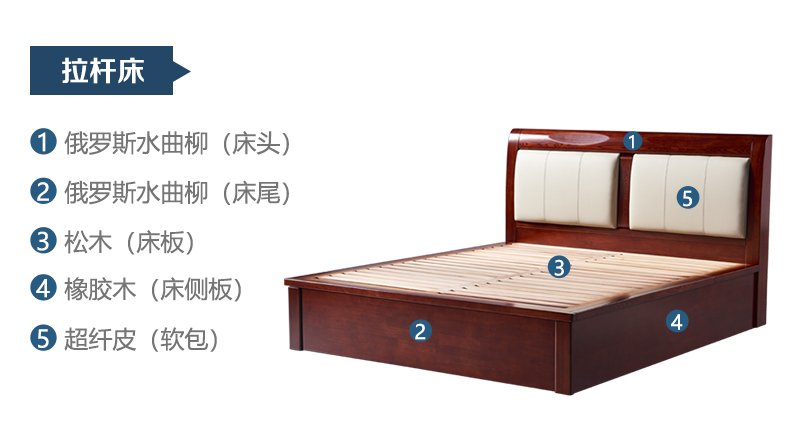 光明家具现代中式全实木水曲柳双人床