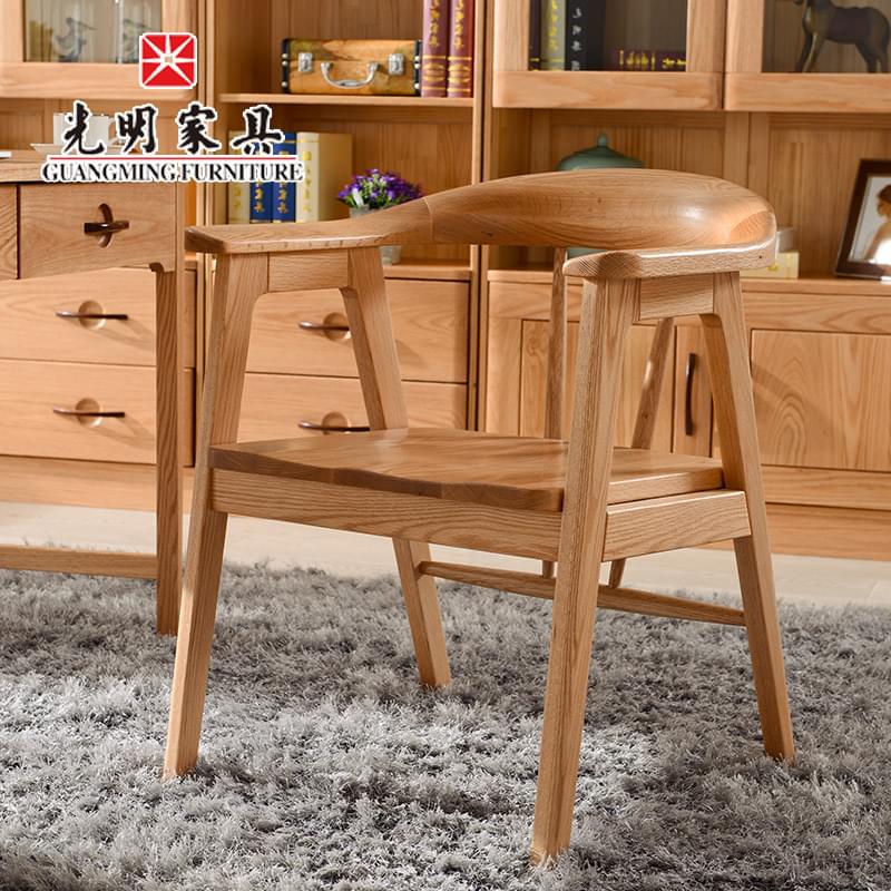 【光明家具】北欧简约全实木书椅电脑椅 橡木书椅办公椅 原木色椅子WX3-5401-64