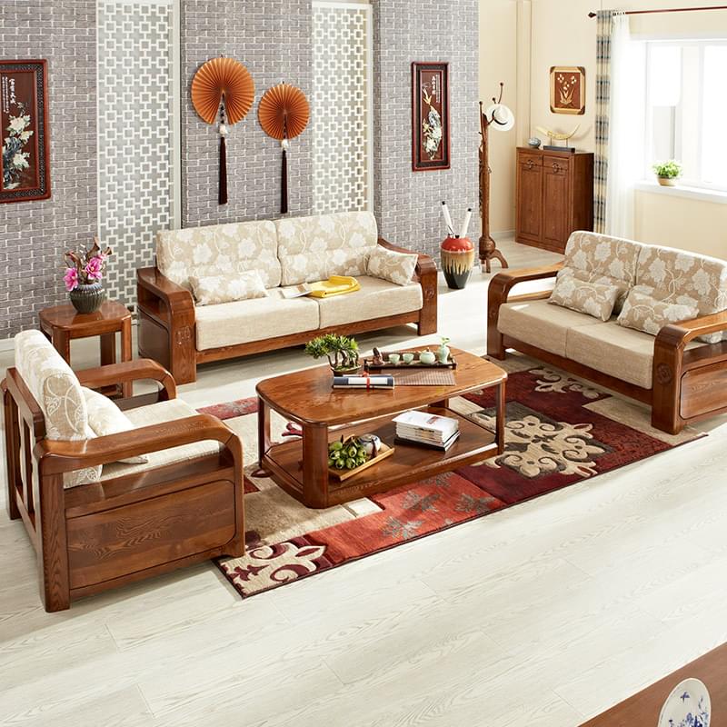 【光明家具】现代中式水曲柳 沙发 全实木客厅沙发组合 水曲柳沙发 398-3854-178