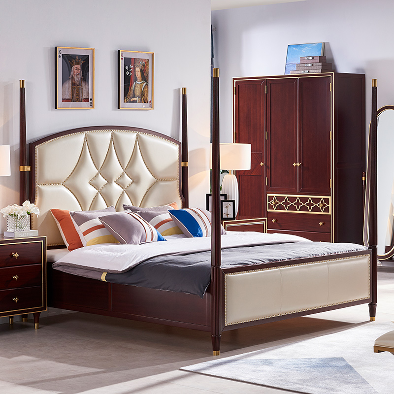 【光明家具 】美式轻奢床实木双人床卧室现代简约1.8m婚床卧室家具新品