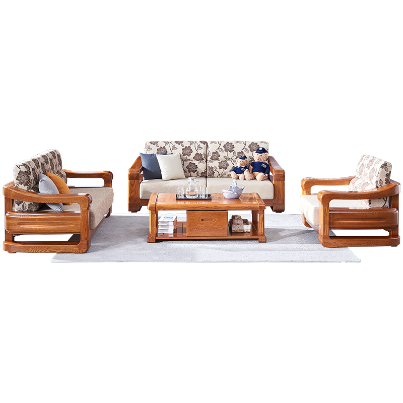【光明家具】 实木沙发 单人位双人位三人位沙发 红橡木沙发组合GY89-3873