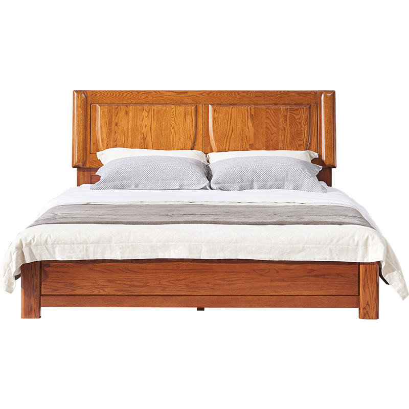 【光明家具】 1.8米双人床 北美红橡木实木床 现代中式空体床 GY89-1573-189